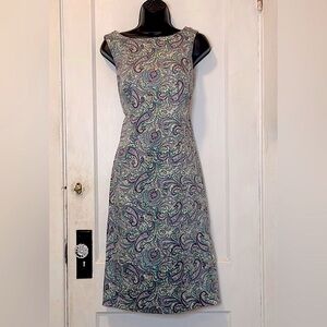 Talbots Paisley Shift Midi Sleeveless Dress, Size 6